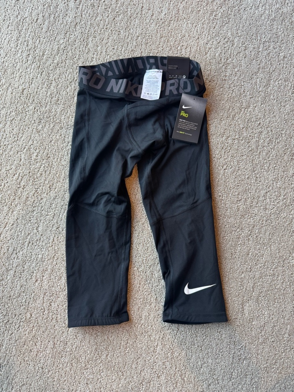 Nike Black Kids' Performance Capris with White Swoosh